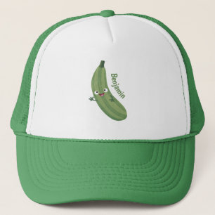 Cute zucchini happy cartoon illustration trucker hat