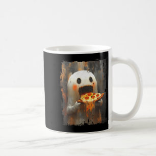 Cute Zza Ghost Eating Zza Funny Halloween Food Lov Coffee Mug