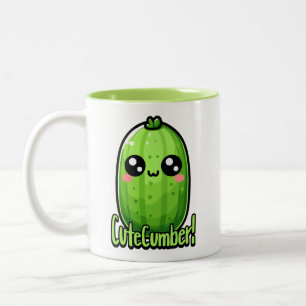 Cutecumber! Cute Cucumber Pun Two-Tone Coffee Mug