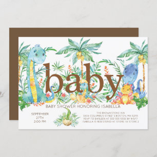 CuteDinosaur Gender Neutral Baby shower Invitation