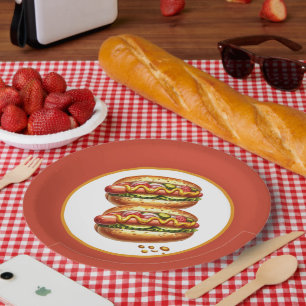 Cutegrilled hotdog party paper plate