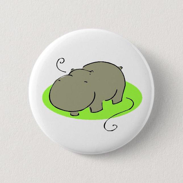 CuteHippoPin 6 Cm Round Badge (Front)