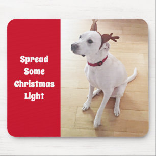 Cutel White Reindeer Puppy Dog Christmas Mouse Pad