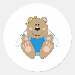 Cutelyn Baby Boy Angel Bear Classic Round Sticker