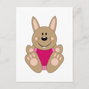 Cutelyn Brown Baby Girl Bunny Postcard