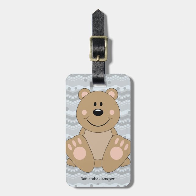 Cutelyn Brown Bear Luggage Tag (Front Vertical)
