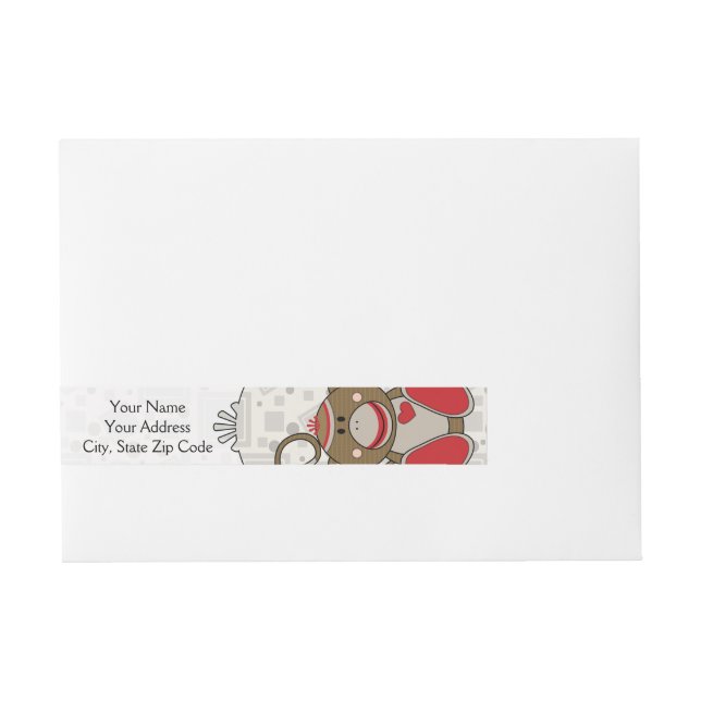 Cutelyn Sock Monkey Wraparound Address Label (Front)