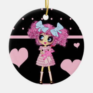 CutePpretty Girly PinkyP Pink Kawaii Girl by LeahG Ceramic Ornament