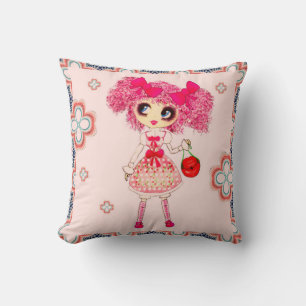 CutePpretty Girly PinkyP Pink Kawaii Girl by LeahG Cushion