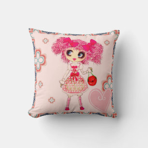 CutePpretty Girly PinkyP Pink Kawaii Girl by LeahG Cushion