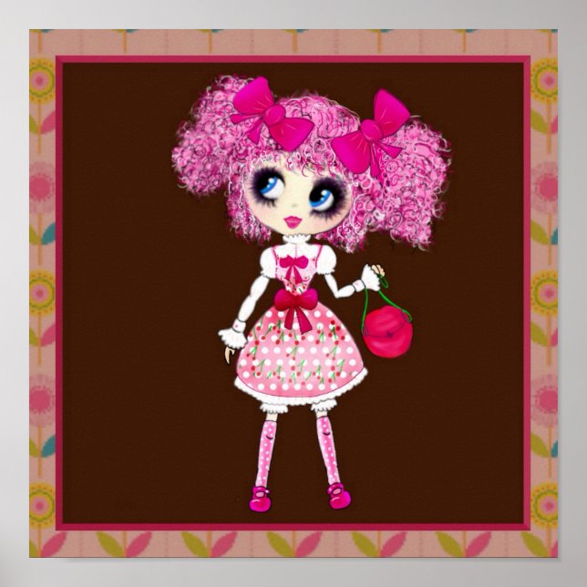 CutePpretty Girly PinkyP Pink Kawaii Girl by LeahG Poster (Front)