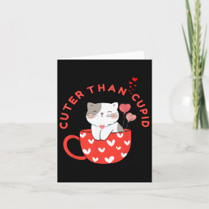 Cuter Than Cupid Kawaii Cat In Mug Fur Mum Kitten  Card