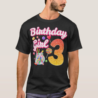 Cutes 3rd Birthday Girls Sweet Candy 3 Year Old Ca T-Shirt