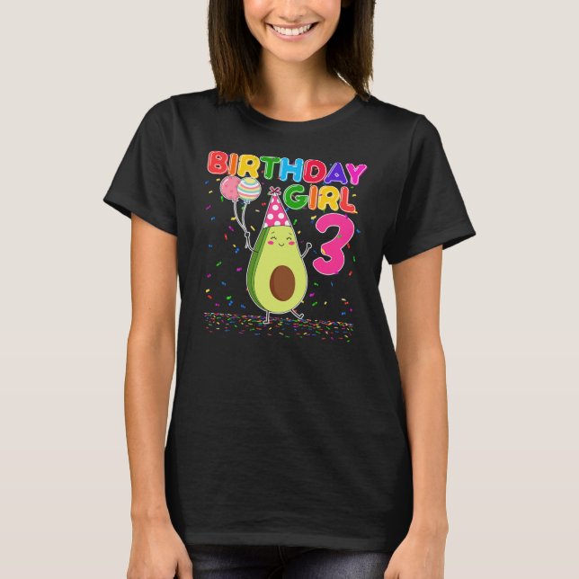 Cutes Avocados 3rd Birthday Girl 3 Years Old T-Shirt (Front)