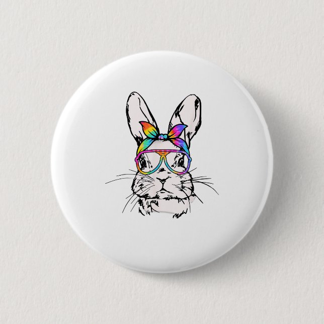 Cutes Bunny Messy Bun Tie Dye Bandanna Rabbit East 6 Cm Round Badge (Front)