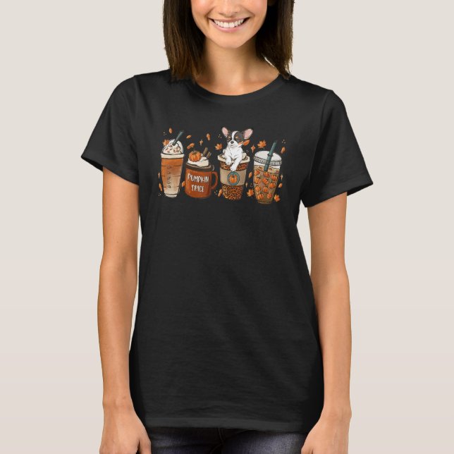 Cutes Chihuahua With Pumpkin Spice Latte Fall Coff T-Shirt (Front)