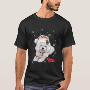 Cutes Maltese Santa Christmas Maltese Hat In Snow  T-Shirt