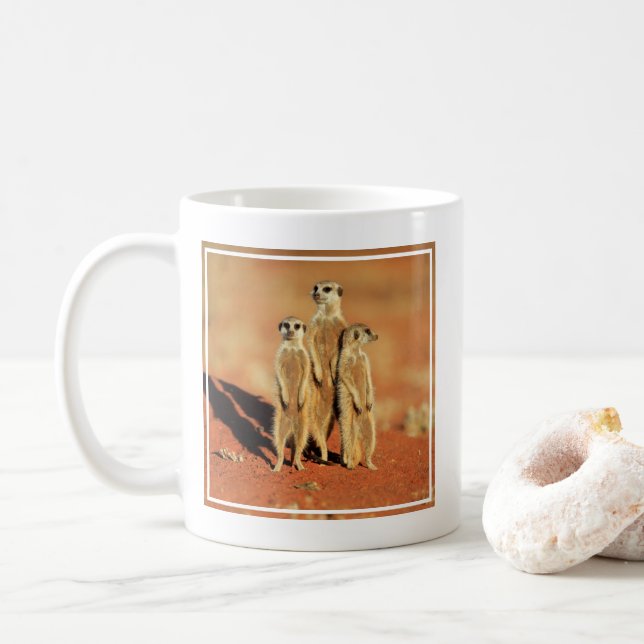 Cutest Baby Animals | 3 Meerkats Coffee Mug (With Donut)