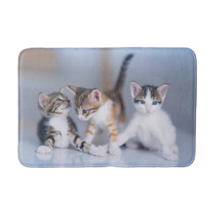Cutest Baby Animals 3 Tabby Kittens Bath Mat