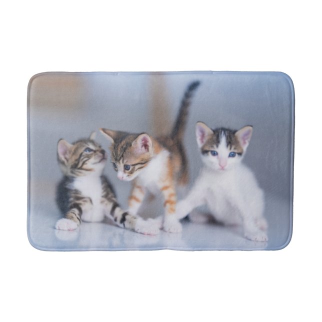 Cutest Baby Animals | 3 Tabby Kittens Bath Mat (Front)