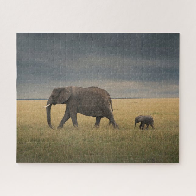 Cutest Baby Animals | African Elephant Family Jigsaw Puzzle (Horizontal)