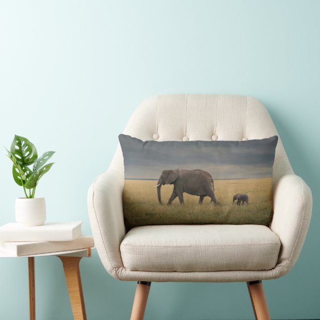 Cutest Baby Animals | African Elephant Family Lumbar Cushion (Chair)