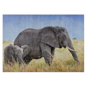 Cutest Baby Animals African Elephant & Mother Cutting Board