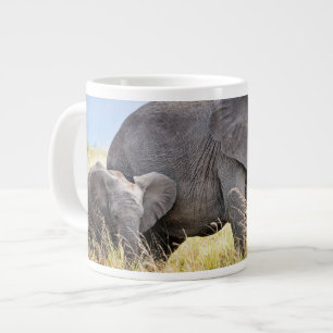 Cutest Baby Animals African Elephant & Mother Large Coffee Mug