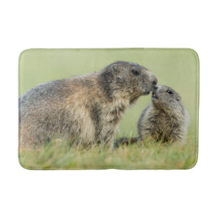 Cutest Baby Animals Alpine Marmot Family Bath Mat