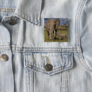 Cutest Baby Animals Amama Elephant With Baby 15 Cm Square Badge