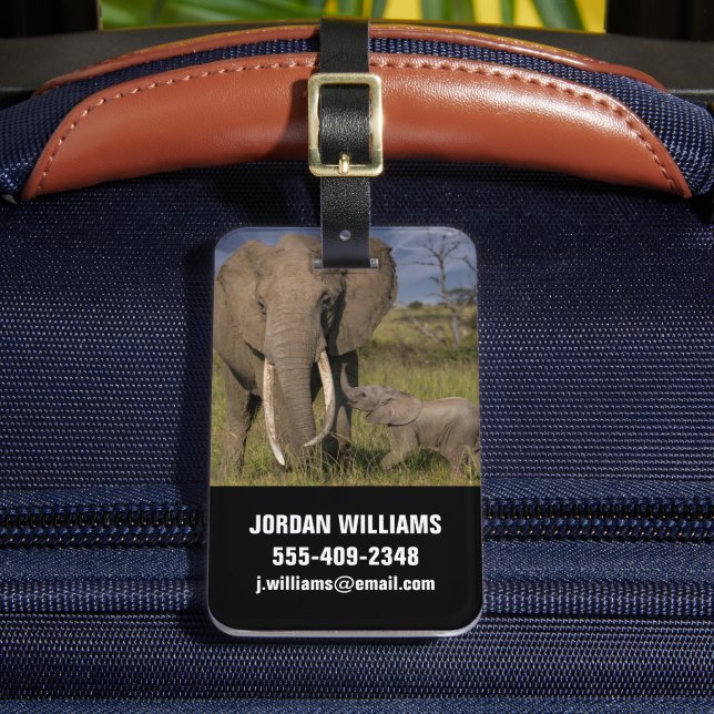 Cutest Baby Animals | Amama Elephant With Baby Luggage Tag (Front Insitu 2)