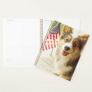 Cutest Baby Animals   American Flag Corgi Planner