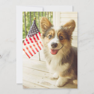 Cutest Baby Animals   American Flag Corgi Thank You Card