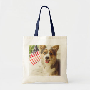 Cutest Baby Animals   American Flag Corgi Tote Bag