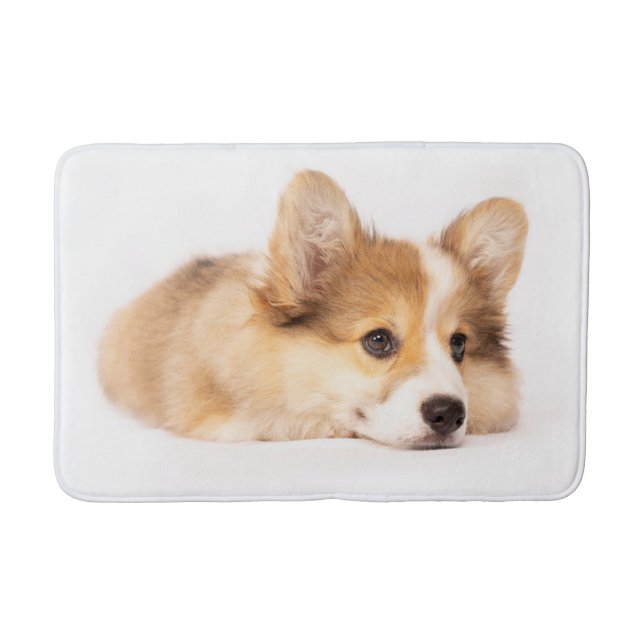 Cutest Baby Animals | Baby Corgi Puppy Portrait Bath Mat (Front)