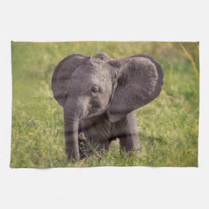 Cutest Baby Animals Baby Elephant Kenya Africa Tea Towel