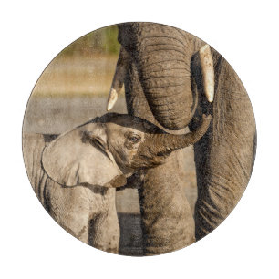 Cutest Baby Animals Baby Elephant & Mama Cutting Board