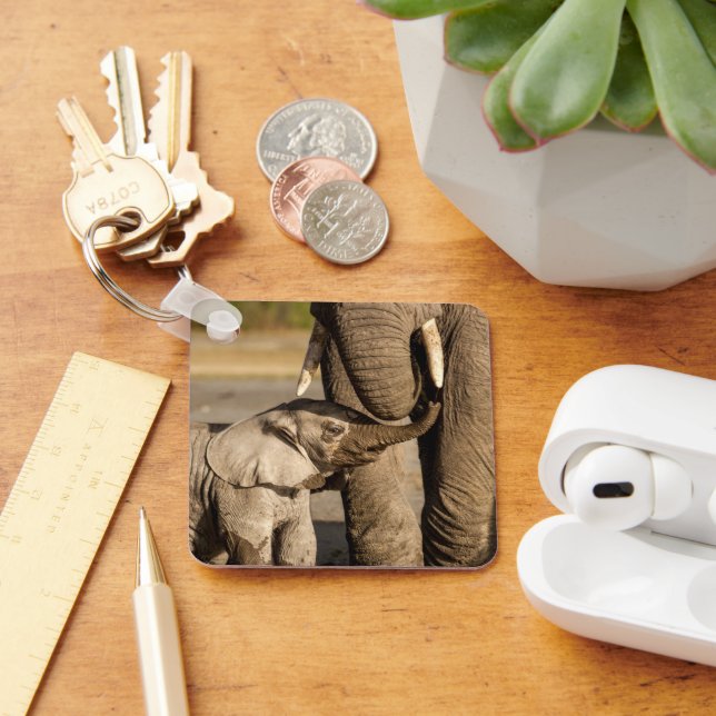 Cutest Baby Animals | Baby Elephant & Mama Key Ring (Desk)