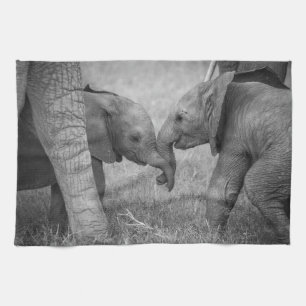 Cutest Baby Animals Baby Elephants Greeting Tea Towel