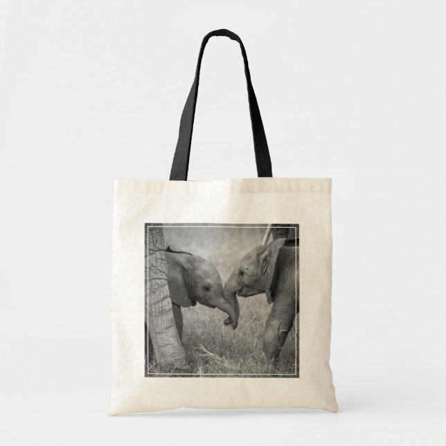 Cutest Baby Animals | Baby Elephants Greeting Tote Bag (Front)