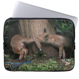 Cutest Baby Animals   Baby Foxes Playing Laptop Sleeve