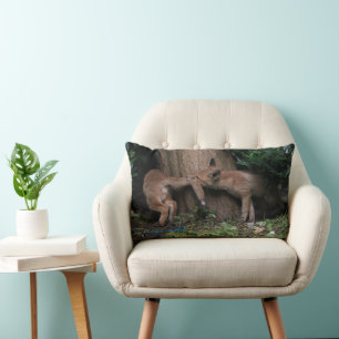 Cutest Baby Animals Baby Foxes Playing Lumbar Cushion
