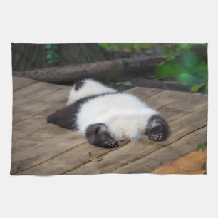 Cutest Baby Animals Baby Giant Panda Sleeping Tea Towel