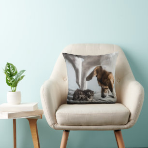 Cutest Baby Animals Baby Kitten & Dog Cushion