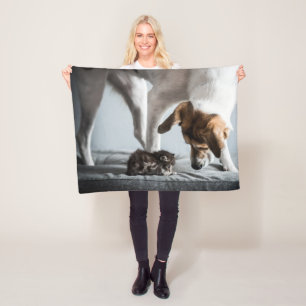 Cutest Baby Animals   Baby Kitten & Dog Fleece Blanket