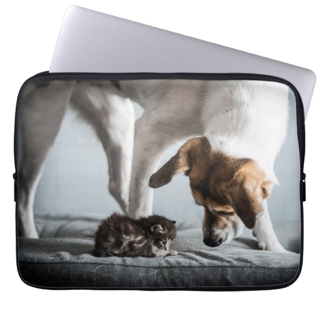 Cutest Baby Animals | Baby Kitten & Dog Laptop Sleeve (Front)