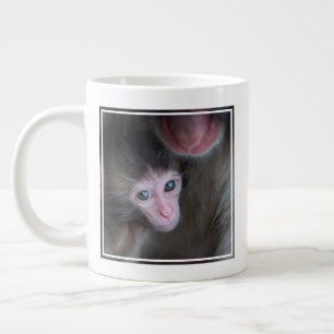 Cutest Baby Animals   Baby Macaque Monkey & Mother Large Coffee Mug