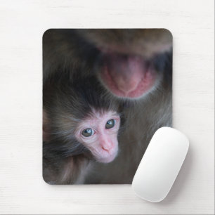 Cutest Baby Animals Baby Macaque Monkey & Mother Mouse Pad