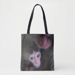 Cutest Baby Animals Baby Macaque Monkey & Mother Tote Bag