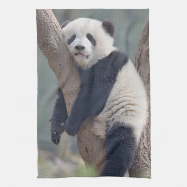 Cutest Baby Animals | Baby Panda Bear Sleeping Tea Towel (Vertical)